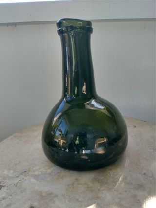Early 1700s Antique Hand Blown Onion Wine Bottle With Pontil