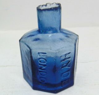 Copper - Blue Hyde Of London Octagonal Ink Bottle C1880 