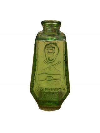 Green Coffin Shaped Antique Poison Bottle