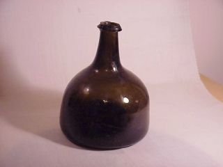 Early English Black Glass Onion Bottle 1720 