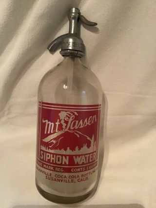 Vintage Antique Seltzer Bottle Mt.  Lassen Coca Cola Bottling Co.  Collectors Item