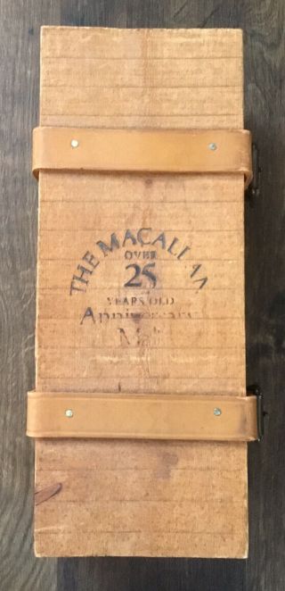 Rare Find The Macallan 25th Anniversary Edition Malt Empty Wooden Box/straps B