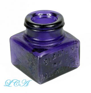 Tiny,  Tiny Full Face Embossed Diamond Ink Co Ink Well Deep Purple Bottle 1903
