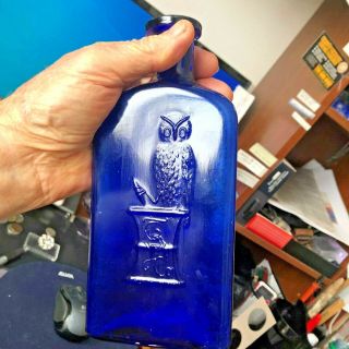 Owl Drug,  Cobalt 8 ",  Triangular,  Poison Seldom Seen Size