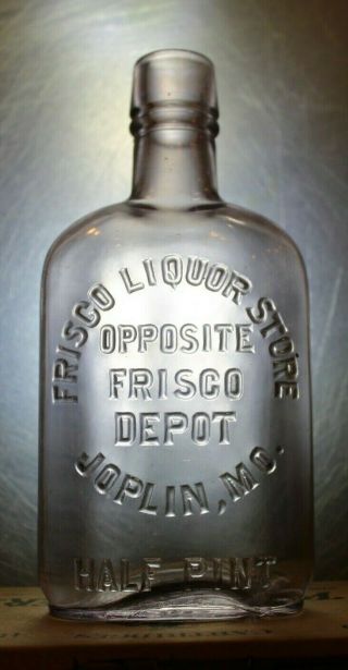 Liquor Bottle Vintage Frisco Liquor Store Joplin Mo Rare Embossed Whiskey Flask