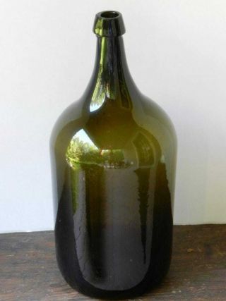 Very Good 19th Century Green Blown Demijohn Water Bottle