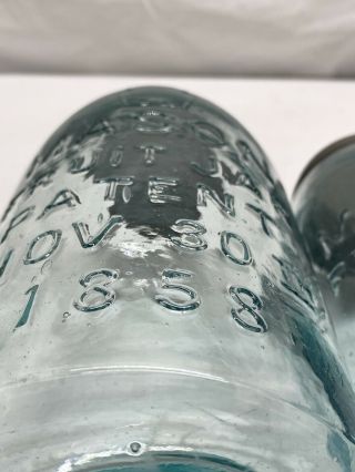 2 Keystone MASON’S Fruit Jar PATENT NOV.  30th 1858 1/2 Gallon & Quart Rare 3