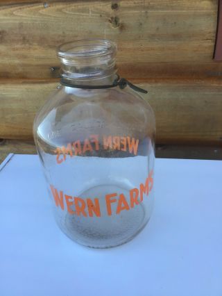 Vintage Wern Farms One Gallon Milk Bottle With Bail