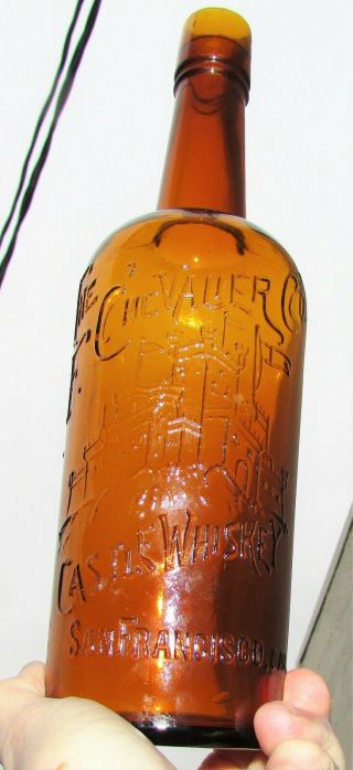 1900 Western Whiskey Bottle The F.  Chevalier Co.  Castle Whiskey San Francisco