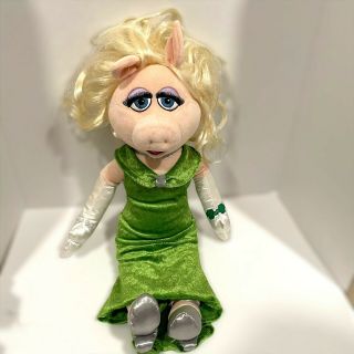 Disney Store Miss Piggy Muppets 19 " Plush Doll Green Dress