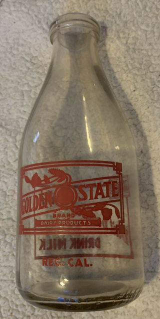 Vintage Golden State Dairy Milk Bottle 1/2 Gallon