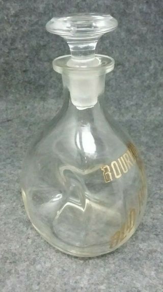 BOURBON OLD RED STILL Gold Etched Back Bar Decanter Pinch Liquor Bottle Whiskey 2