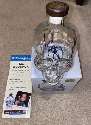 Crystal Head Vodka Bottle 750ml W/ Box Rare Signed By Dan Aykroyd Empty