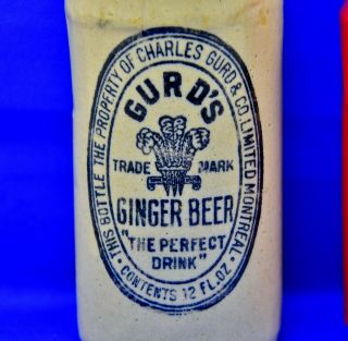 Rare GURD ' S Stoneware Ginger Beer Bottle 