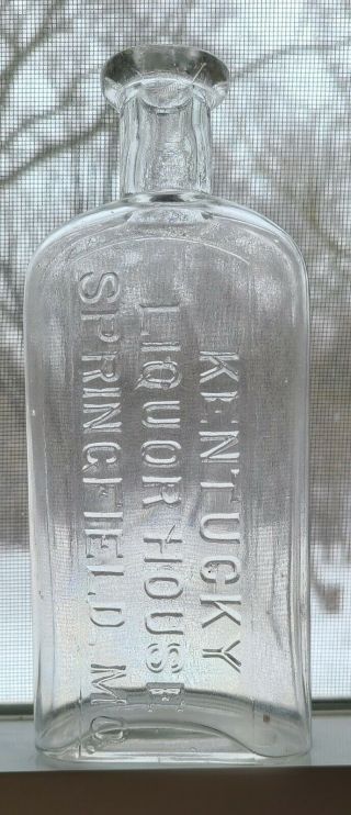Springfield Missouri,  Scarce Whiskey Flask,  Kentucky Liquor House,  1/2 Pint