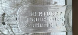 SPRINGFIELD MISSOURI,  Scarce Whiskey Flask,  KENTUCKY LIQUOR HOUSE,  1/2 Pint 2