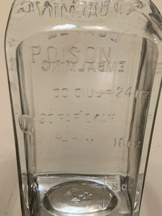 32oz Durfee Embalming Co.  Grand Rapids,  MI Embalming Fluid Poison Bottle Jar 3