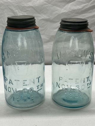 2 1/2 Gallon Fruit Jars Mason’s (keystone) Patent Nov.  30th 1858 Tumbled/polished