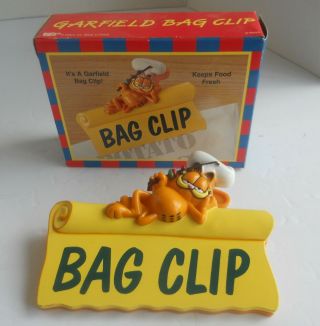 Vintage Garfield The Cat Chip Bag Clip 1978 Mib Chef Jim Davis