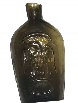 Antique Bottle,  Historical Flask Gii - 86 American Eagle Olive Green Half Pint