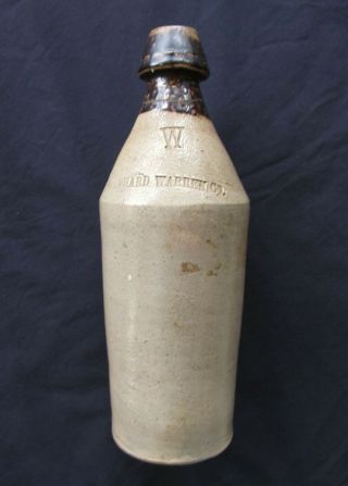 Primitive Antique Richard Warren Co Stoneware Bottle Paterson Nj