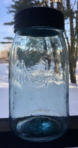 Antique Ball Bros Buffalo Ny Aqua Jar Quart 1890 