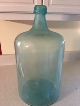 Antique Vintage Rare 5 Gallon 1900s Glass Water Bottle Jug Aqua