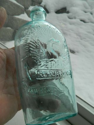 Dark Aqua Baltimore Glass Pint Flask Anchor/phoenix/resurgam