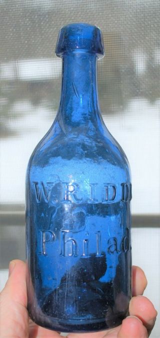 Cobalt W Riddle Soda Water Bottle Iron Pontil 2