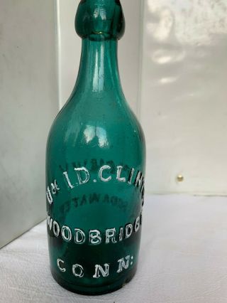 U.  & I.  D.  Clinton / Woodbridge / Conn.  Teal Blob - Top Soda / Soda Water