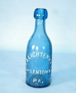 Knauss & Lichtenwallner Allentown Pa Cobalt Pony Blob Top Soda Or Beer Bottle