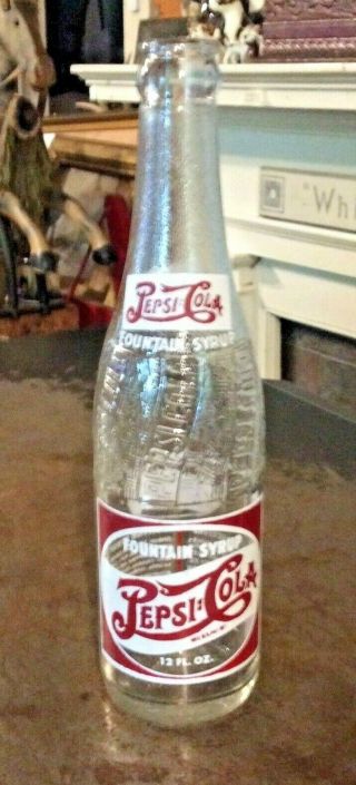 25 Pepsi Cola Fountain Syrup Bottle 12 Oz 2 Dot Acl Claremont Hampshire Nh