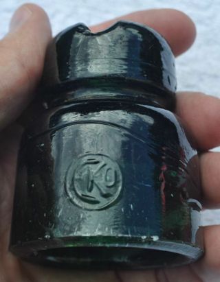 28 1920s Estonia Scarce Eko Smallest Type Marked Green Rough Glass Insulator
