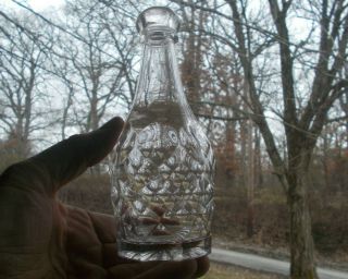 1860s Honeycomb Pattern Small 6 1/2 " Size Flint Glass Decanter Ground Bottom
