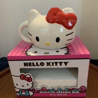 Hello Kitty Sculpted Ceramic Mug,  Red Bow,  18 Oz Mug,  Vandor
