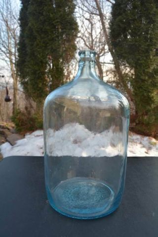 Vtg 1972 Owens Illinois 5 Gallon Glass Carboy Bottle Blue Tint Jug Made Usa