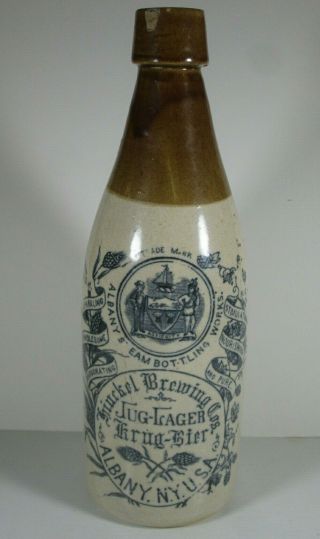 Stoneware Beer Bottle,  Albany Ny,  Hinckel Brewing Co.  Jug - Lager