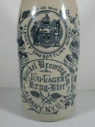 Stoneware Beer Bottle,  Albany NY,  Hinckel Brewing Co.  Jug - Lager 3