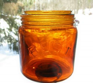 Best In Arch Squatty Quart Light - Med Amber Fruit Jar,