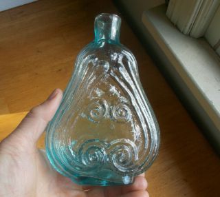 1850s Open Pontil Pint Scroll Historical Flask Sparkling Attic Crude