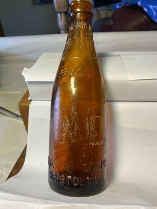 Bristol,  Va.  Amber Circle Shoulder Slug Script Coca - Cola Ss Bottle 4 - 19