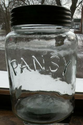 Very Wide Mouth Half Gallon Pansy Fruit Jar