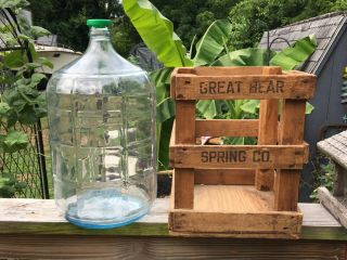 Water Bottle & Wood Crate Crisa & Great Bear Vintage Glass 5 Gallon