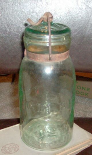 Vintage Aqua Early Globe Quart Fruit Jar 21