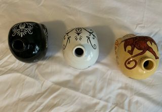 KAH TEQUILA HAND - PAINTED SKULL 750 ML EMPTY BOTTLES,  THREE.  All empty 2