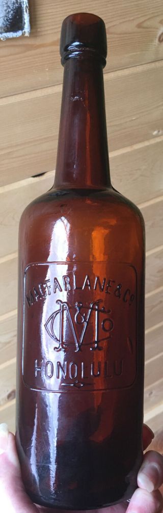 Early Honolulu Macfarlane And Co.  Embossed Amber Whiskey Bottle 2