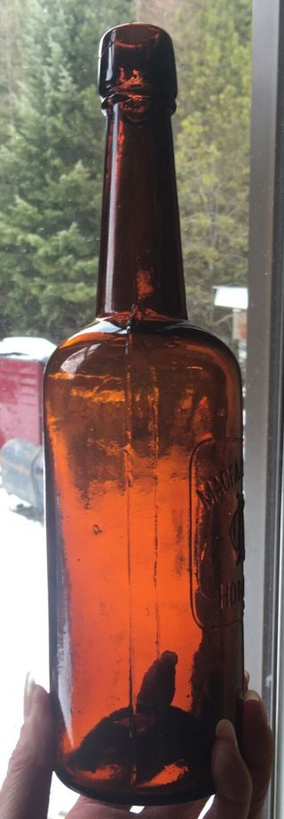 Early Honolulu Macfarlane And Co.  Embossed Amber Whiskey Bottle 4
