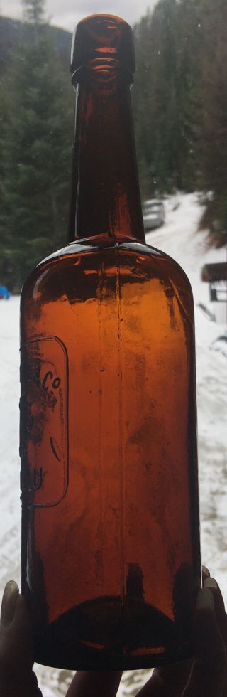 Early Honolulu Macfarlane And Co.  Embossed Amber Whiskey Bottle 6
