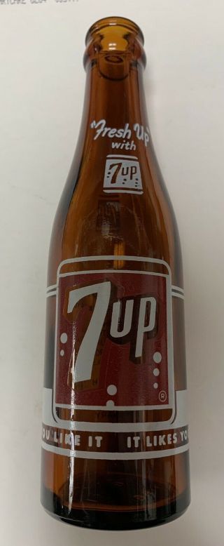 7up Amber Soda Bottle 7oz Acl 1960 