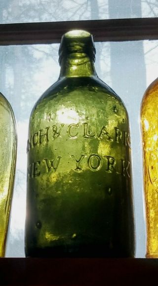 1823 - 1833 Pontiled Lynch & Clarke Olive Green Saratoga Ny Mineral Water Bottle